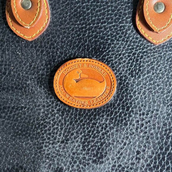 Vintage Dooney & Bourke Black & Tan Dome Satchel Crossbody - Picture 6 of 8